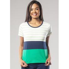 Blusa Pau a Pique Listrada Azul Marinho e Verde