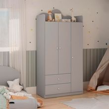 Guarda-Roupa Infantil Genialflex Nuvem com 3 Portas, 2 Gavetas, 3 Prateleiras e 91cm de largura - Fendi