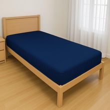 Capa Protetora Impermeável Colchão Lençol Elástico Solteiro 88x188x20cm - Azul Marinho
