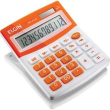 Calculadora De Mesa Visor - Alimentação Solar E Bateria - Blister Mv4128 Laranja