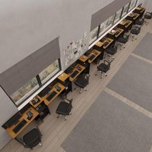 Conjunto De Escritório Tech 8 Livreiro E 9 Mesas 90cm - Vian - Preto E Cedro Preto E Cedro