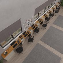 Conjunto De Escritório Tech 8 Livreiro 1 Buffet E 9 Mesas 90 - Off White E Cedro Off White E Cedro