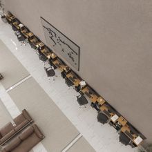 Conjunto De Escritório Tech 9 Livreiro E 10 Mesas 90cm - Via - Preto E Cedro Preto E Cedro