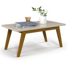 Mesa De Centro Para Sala Madeira Retangular Prism Patrimar Off White