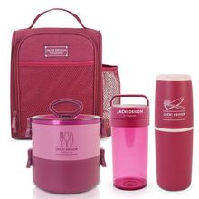 Kit Joy Bolsa Térmica, Porta Escova, Pasta De Dente, Pote Marmita 2 Andares E Garrafa Vinho