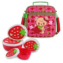 Conjunto Lancheira Térmica Filhotinho E Pote Para Lanche De 4 Peças Vermelho