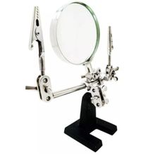 Lupa De Bancada Com Pinça Garras Suporte P/ Ferro De Solda