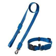 Coleira Ajustável E Guia Para Cães Azul Marinho - P