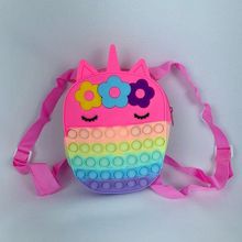 Bolsa Mochila Pop It Infantil Menina De Silicone Unicórnio pink