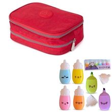 Kit Estojo Escolar Lápis Nylon Ziper Resistente C/ Organizador De Lápis Mais Canetinhas Marca Texto