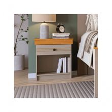 Mesa De Cabeceira England 1g Branco Brilho/freijó Branco Brilho