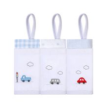 Paninho de Boca Bordados com Prendedor de Chupeta Carros Coloridos 03 Un - Papi