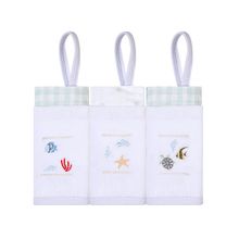 Paninho de Boca Bordados com Prendedor de Chupeta Fundo do Mar 03 Un - Papi