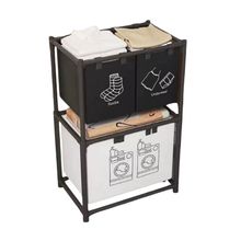 Organizador de Roupas para Lavanderia com 3 Cestos Removível