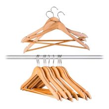 Kit com 30 Cabides de Madeira Envernizado Gancho de Metal