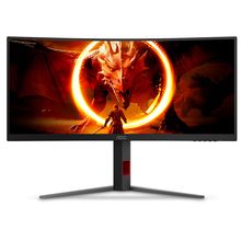 Monitor Gamer Curvo Agon Quad 34" AOC WQHD, 180Hz, 0.5ms, com 2.500.000:1 de Contraste - U34G4C/57