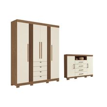 Guarda Roupa +1cômoda Qc285 Jatoba/areia - Santos Andirá