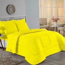 Edredom Solteiro Nobre 1 Peça Dupla Face 1,60m X 2,40m Malha 100% Algodão - Amarelo