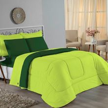 Edredom Casal Nobre 1 Peça Dupla Face 2,00m X 2,20m Malha 100% Algodão - Pistache / Verde-bandeira