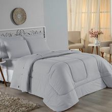 Edredom King Nobre 1 Peça Dupla Face 2,50m X 2,90m Malha 100% Algodão - Cinza