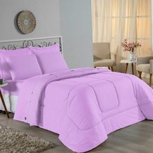 Edredom King Nobre 1 Peça Dupla Face 2,50m X 2,90m Malha 100% Algodão - Lilás
