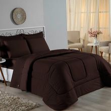 Edredom King Nobre 1 Peça Dupla Face 2,50m X 2,90m Malha 100% Algodão - Marrom