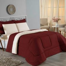 Edredom King Nobre 1 Peça Dupla Face 2,50m X 2,90m Malha 100% Algodão - Vinho / Palha