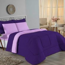 Edredom King Nobre 1 Peça Dupla Face 2,50m X 2,90m Malha 100% Algodão - Roxo / Lilás