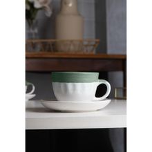 4 Xícaras de Chá com Pires Ombré Wolff 210ml Verde Cerâmica