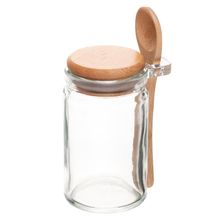 Porta Mantimentos Redondo com Colher e Tampa de Bambu 350ml