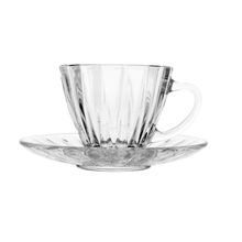 2 Xícaras para Café Lyor Radial de Cristal com Pires 90ml