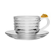 Xícara de Chá com Pires Lyor Little Bee de Cristal