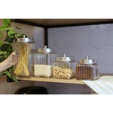 Porta Mantimento Lyor Vegas de Vidro Prata 1,2L