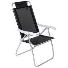 Cadeira de Praia Reclinável Prosa Mormaii Preta Bel Alumínio