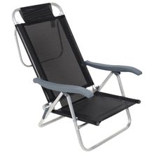 Cadeira de Praia Reclinável Sunny Mormaii Preta 120kg