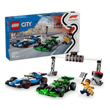 GRID COM CARROS DE CORRIDA VCARB E SAUBER LEGO CITY F1 313 PEÇAS 60474