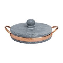 Frigideira Gourmet com Tampa Pedra Sabão Alça Cobre 18x4cm
