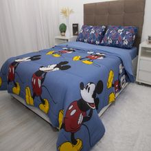 Edredom KazzaVip Casal Malha 100% Algodão Disney Mickey Mouse 2,00mx220m Azul