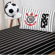 Jogo de Lençol KazzaVip Solteiro Malha 100% Algodão Licenciado Clube Corinthians 2 Peças Preto