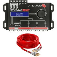 Processador de Audio Digital Stetsom STX2448 4 Vias + Cabo RCA 5 Metros Technoise Blindado