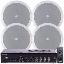 Kit Som Ambiente Amplificador Frahm Slim 2000 G6 + 4 Arandelas JBL 6CO2R 25W Redondas