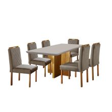 Mesa Diamante com 6 Cadeiras Mel Bege Cappuccino - Hope