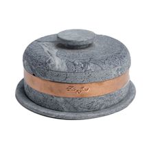 Queijeira Pedra Sabão Cobre Tampa Pedra Queijo Frios 20x10cm