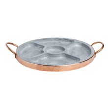 Pestisqueira Pedra Sabão e Alça Cobre com Divisória 28x3cm