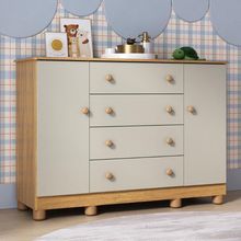 Cômoda Infantil 125cm 2 Portas E 4 Gavetas Allegra Multimóveis Mp4445 Madeirado/off White Madeirado/off White