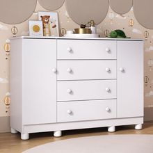 Cômoda Infantil 125cm 2 Portas E 4 Gavetas Allegra Multimóveis Mp4445 Branco Branco