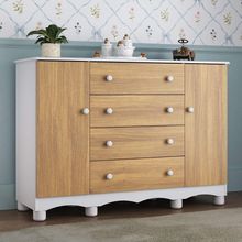 Cômoda Infantil 125cm 2 Portas E 4 Gavetas Dengo Multimóveis Mp4440 Branco/madeirado Branco/madeirado