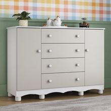 Cômoda Infantil 125cm 2 Portas E 4 Gavetas Dengo Multimóveis Mp4440 Branco/off White Branco/off White