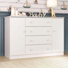 Cômoda Infantil 125cm 2 Portas E 4 Gavetas Encanto Multimóveis Mp4450 Branco Branco