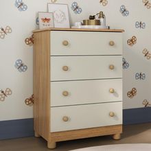 Cômoda Infantil 65cm Com 4 Gavetas Allegra Multimóveis Mp4421 Madeirado/off White Madeirado/off White